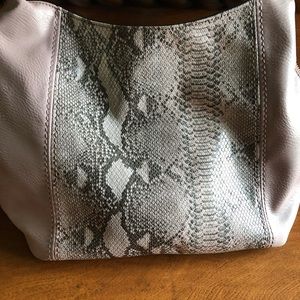 Vegan Leather Pink & Gray Handbag